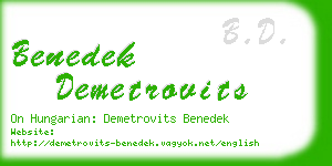 benedek demetrovits business card